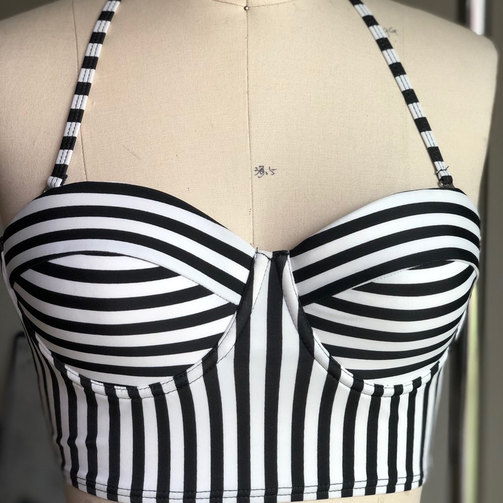 Stripped Swim cropped top swimsuit